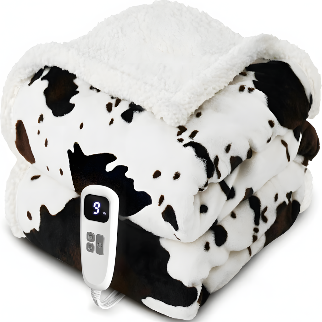 Cow Print Electric Heated Blanket