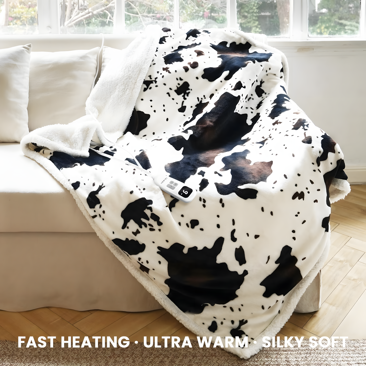 Cow Print Electric Heated Blanket